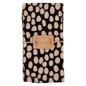 Mud Pie Black with Tan Dots Napkin Set (Four)/NWT